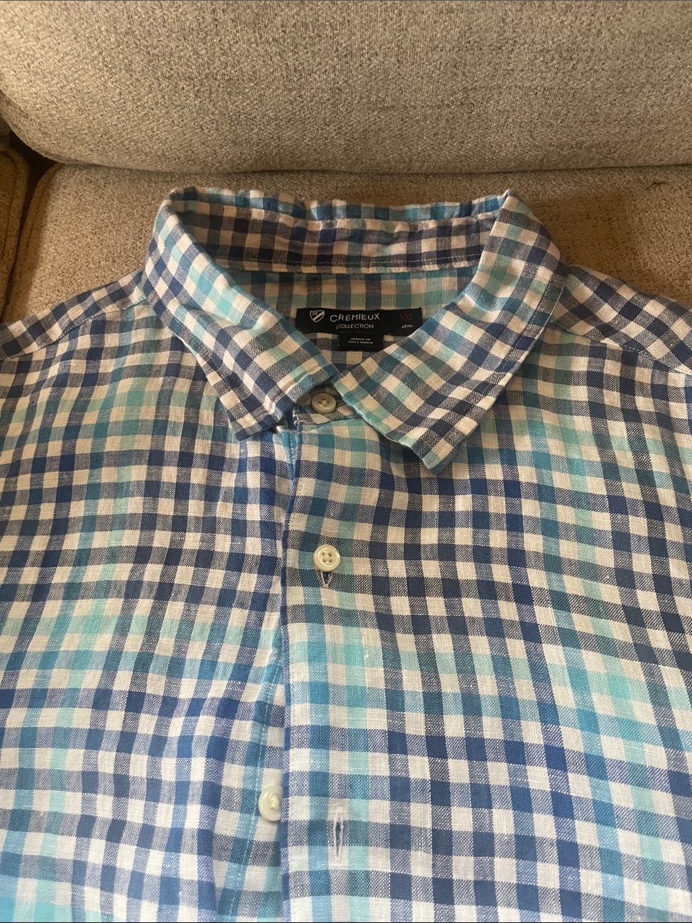 Daniel Cremieux Blue, White and Teal Gingham Button-Down Shirt